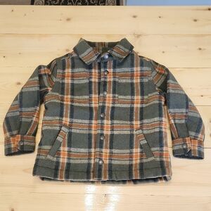 Old Navy Plaid Toddler Shacket Snap Buttons Sherpa Lining Pockets 4T